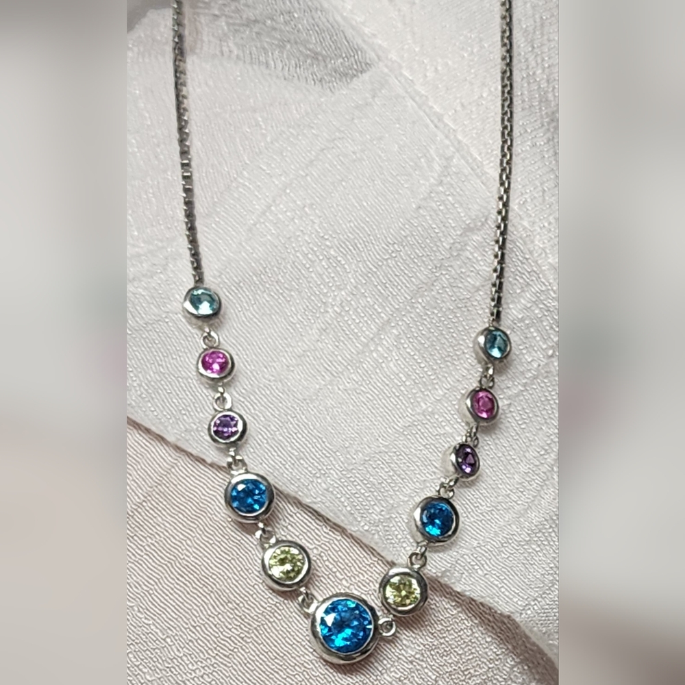Sterling Silver Multi Colored Necklace - image 5